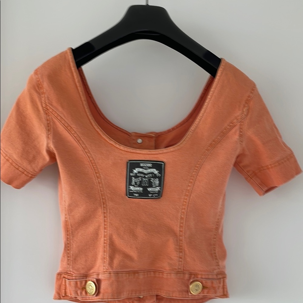 Moschino Vintage Jeans Orange Button Down Shirt - Picture 7 of 13